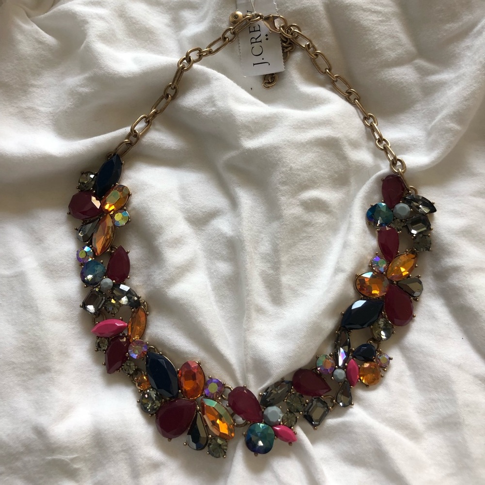 NWT. J.Crew beaded gem bib necklace